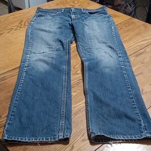 LEVI'S Jeans Mens 34 X 31 BLUE DISTRESSED Pants Used Preowned Work Worn Spring